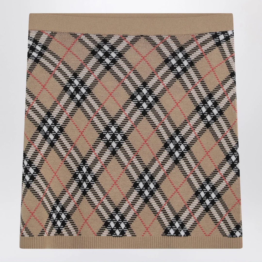 Burberry - Wool and mohair blend check mini skirt