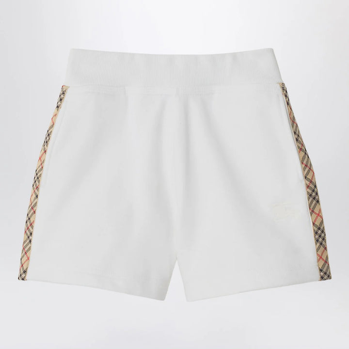 Burberry - White Shorts with Check trims