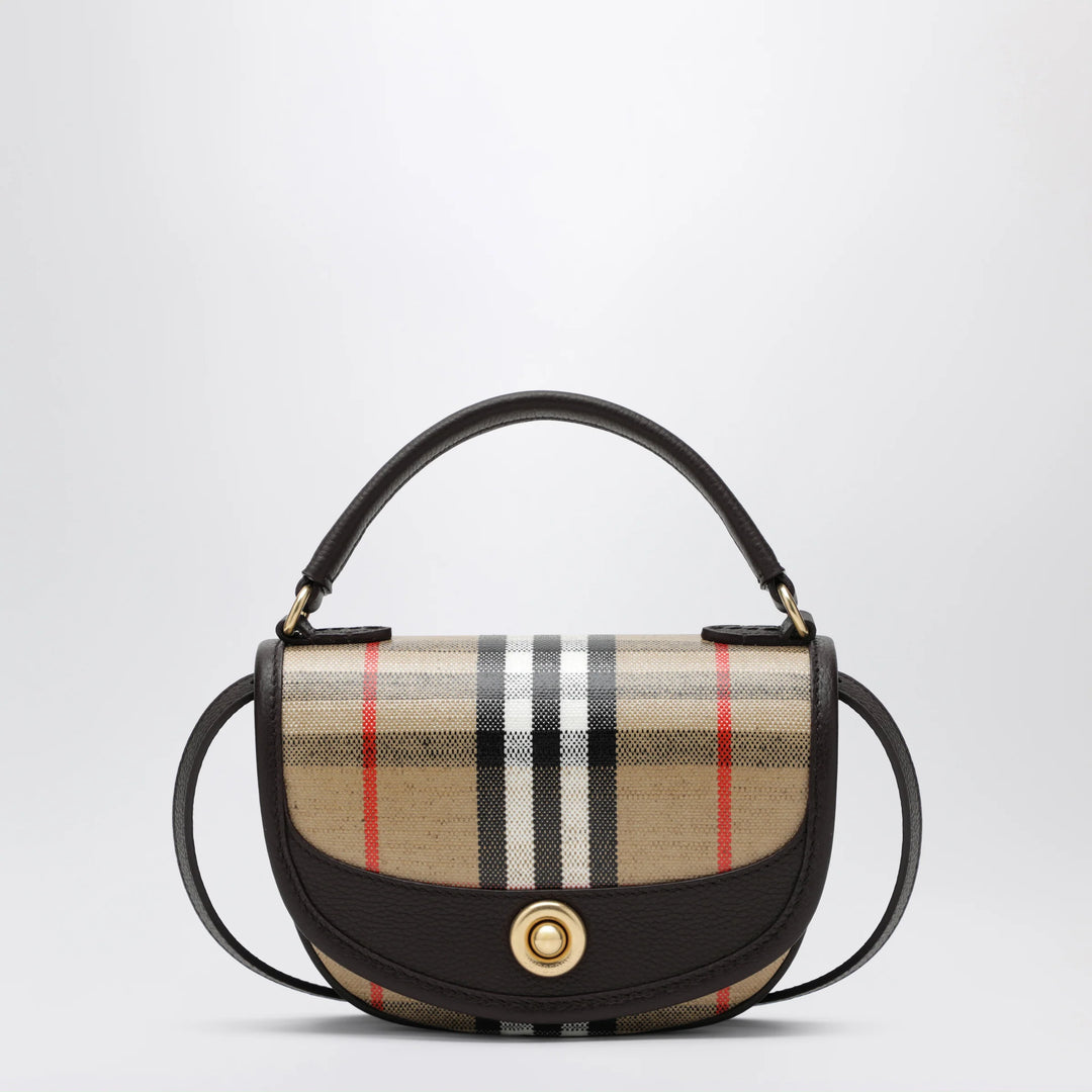 Burberry - Highlands mini bag in cotton and linen Sand