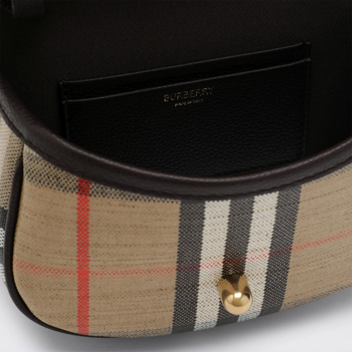 Burberry - Highlands mini bag in cotton and linen Sand