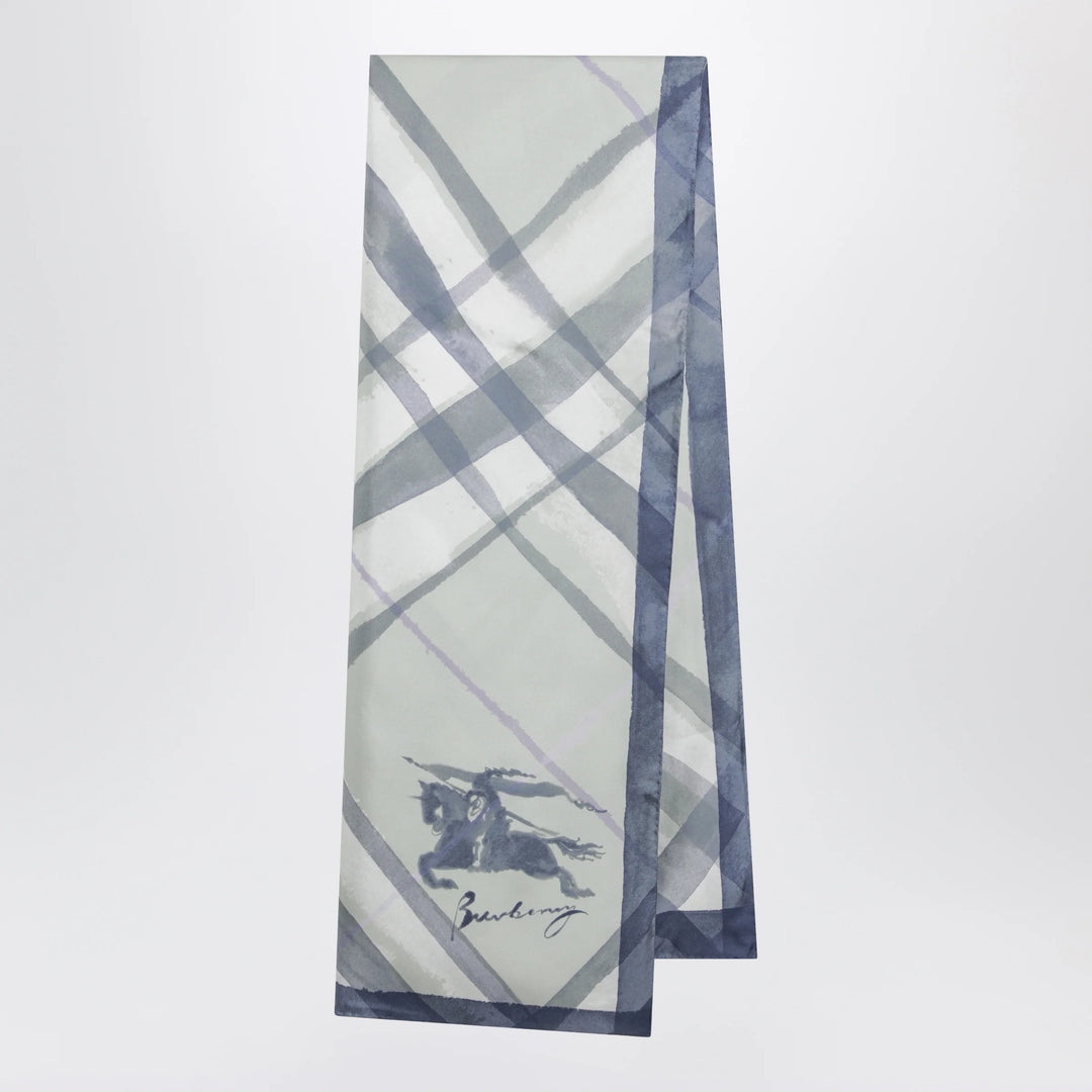 Burberry - Large watercolour Check silk scarf in green