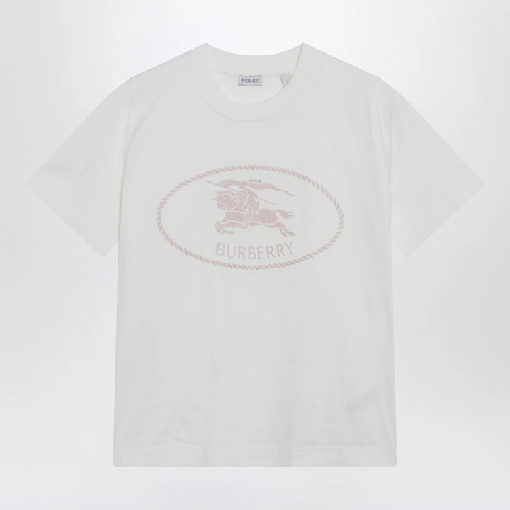 Burberry - White T-shirt with Knight Stamp