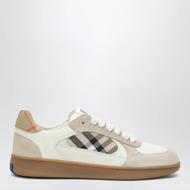 Burberry - Terrace leather and suede sneakers with beige check