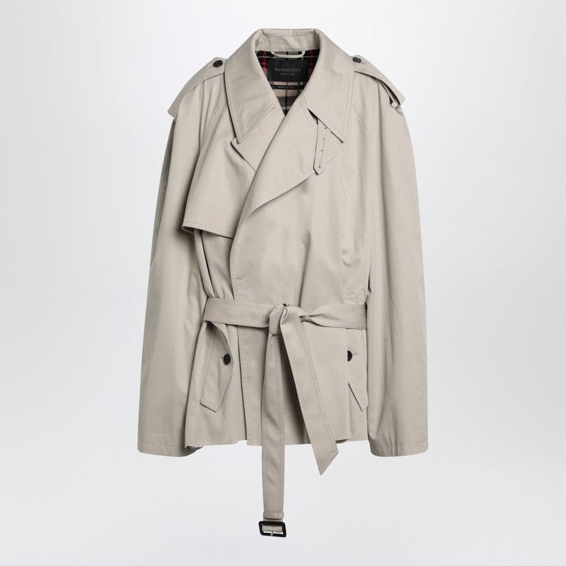 Coats & Jackets Balenciaga - Beige cropped trench coat in cotton twill - 2 Brand