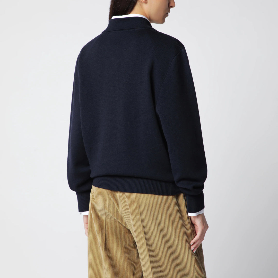 Róhe - Navy Blue Merino Wool Polo Shirt