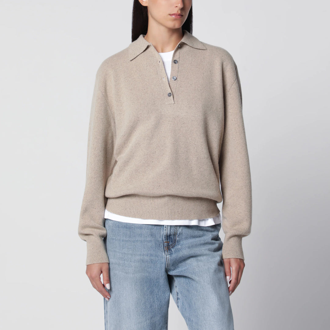 Róhe - Stone Mélange Wool and Cashmere Polo Shirt