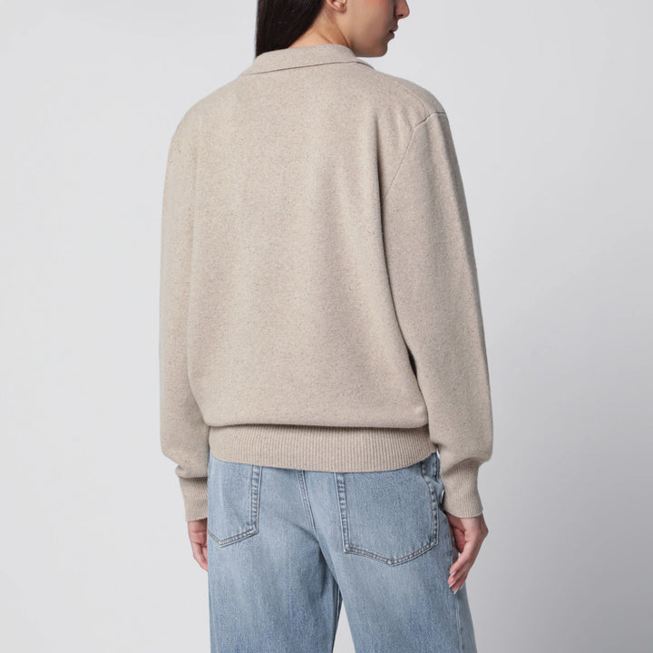 Róhe - Stone Mélange Wool and Cashmere Polo Shirt