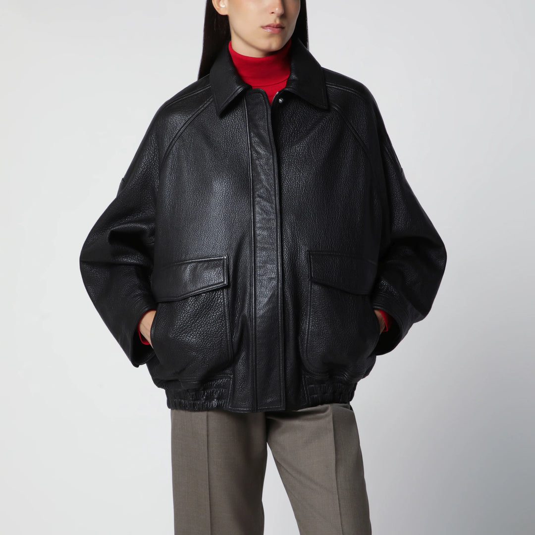 Róhe - Black Grained Leather Jacket