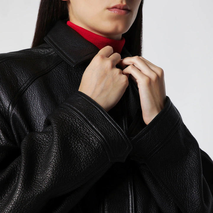 Róhe - Black Grained Leather Jacket