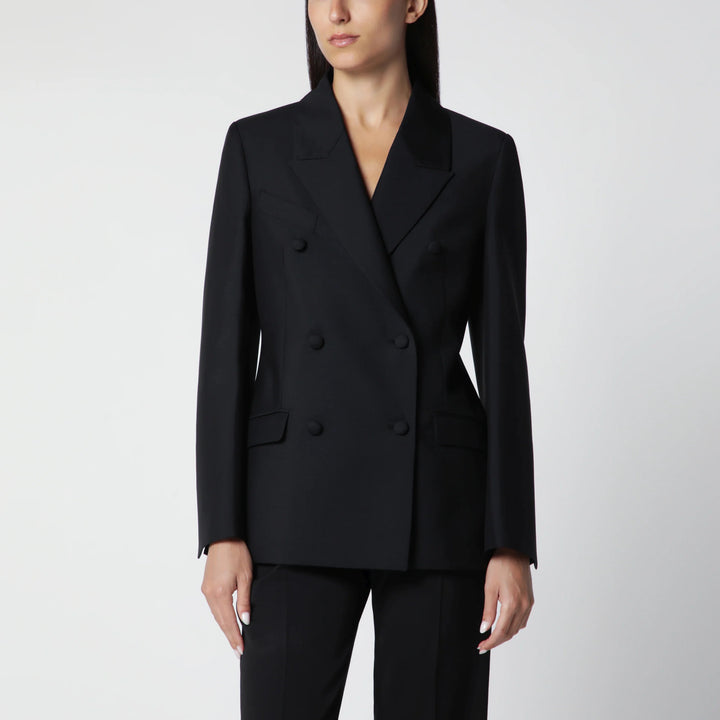 Róhe - Black Double-Breasted Wool-Blend Jacket