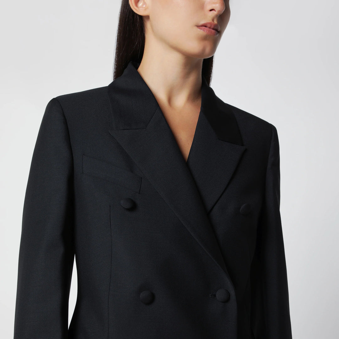 Róhe - Black Double-Breasted Wool-Blend Jacket