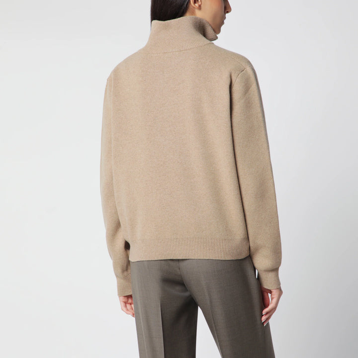Róhe - Camel Mouline Knit Zip Polo Shirt