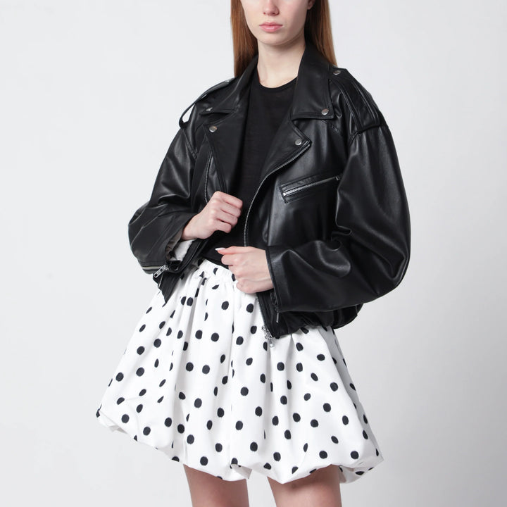 Sword 6644 - Black balloon leather bomber jacket