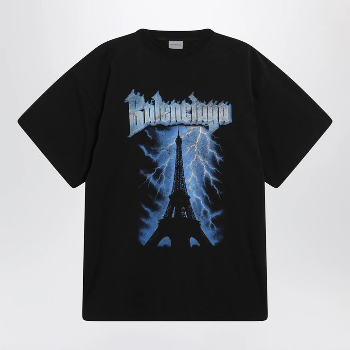 Balenciaga - Paris Thunderstorm oversized black T-shirt