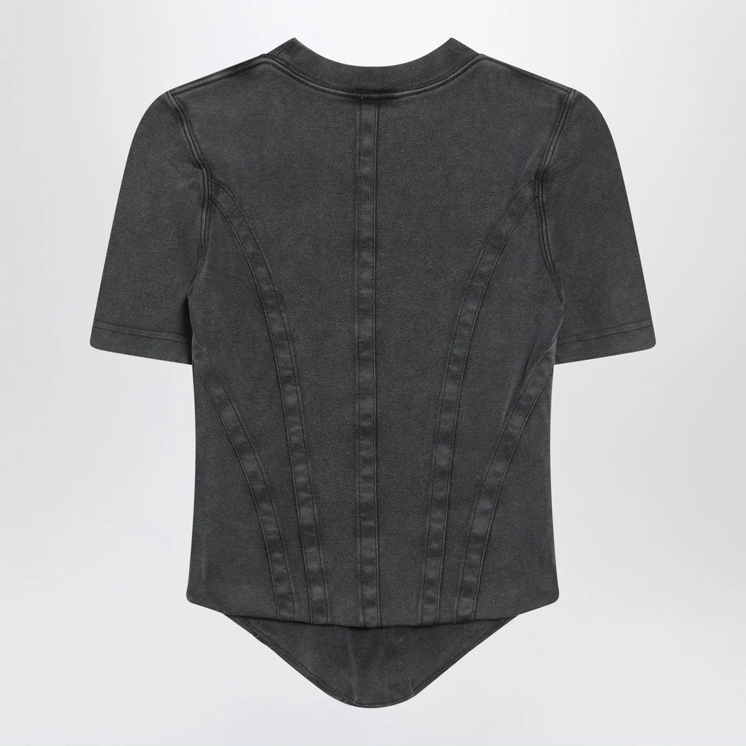 Balenciaga - Washed black corset-style T-shirt