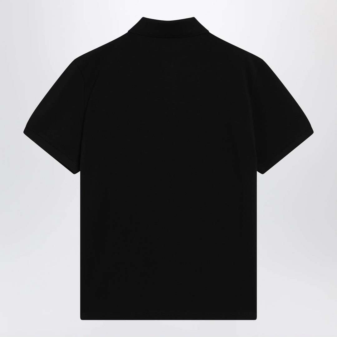 Moncler - Black cotton piqué polo shirt with logo