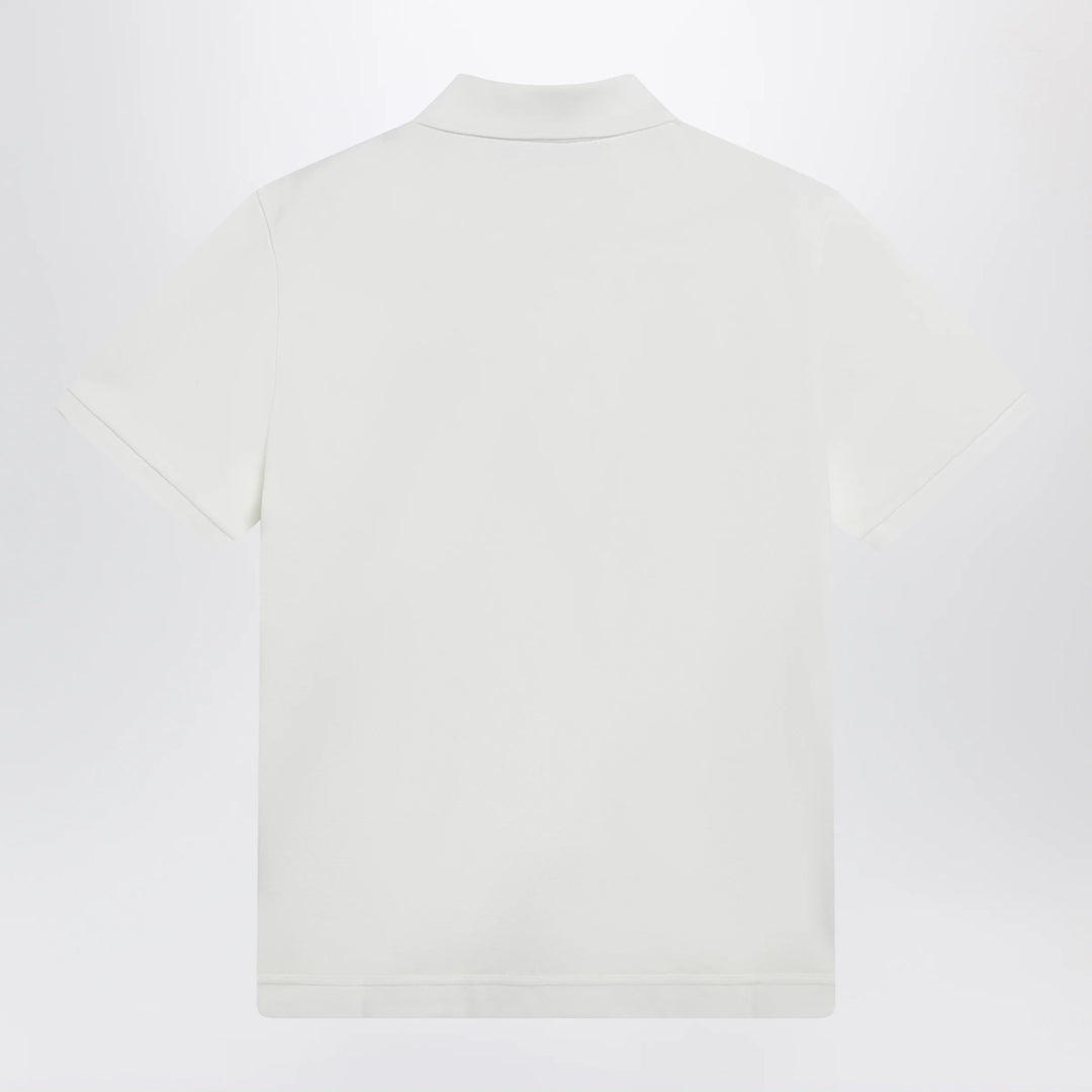 Moncler - White cotton piqué polo shirt with logo patch