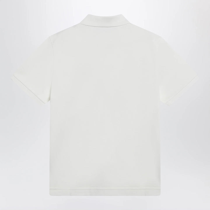 Moncler - White cotton piqué polo shirt with logo patch