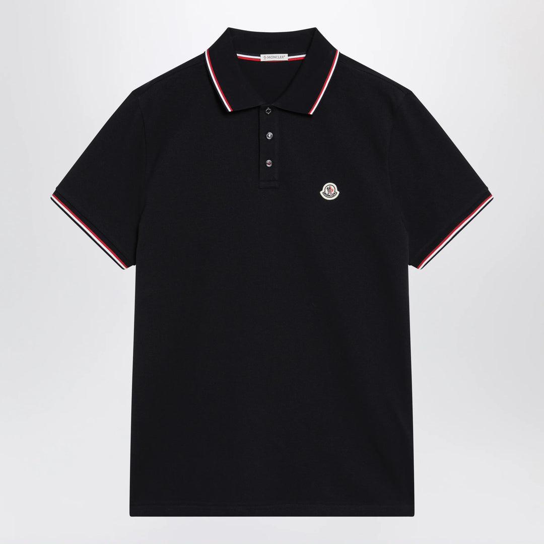 Moncler - Navy blue short-sleeve polo shirt
