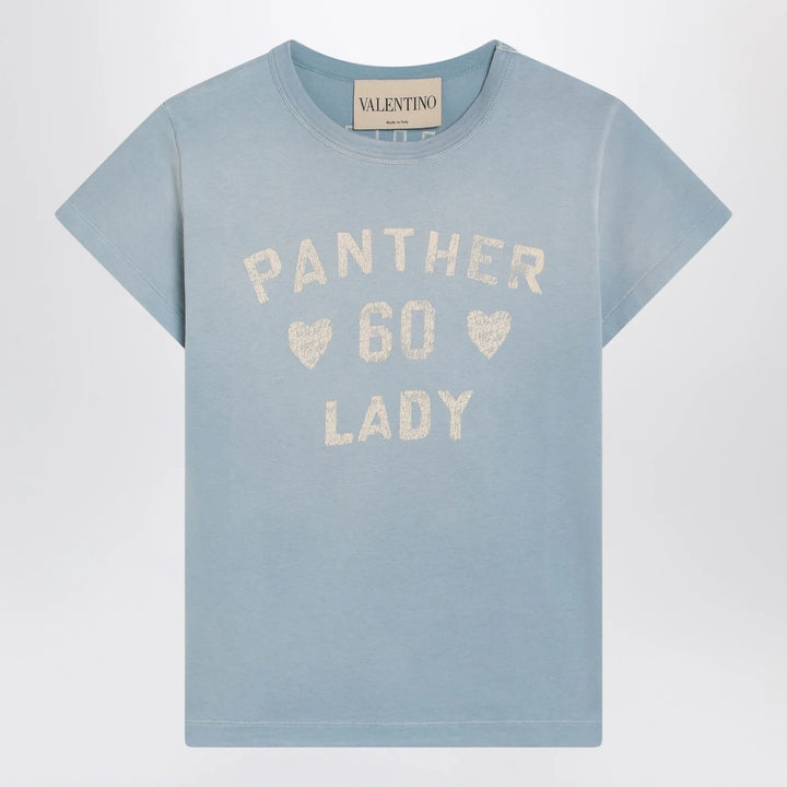 Valentino - Light blue Panther Lady T-shirt
