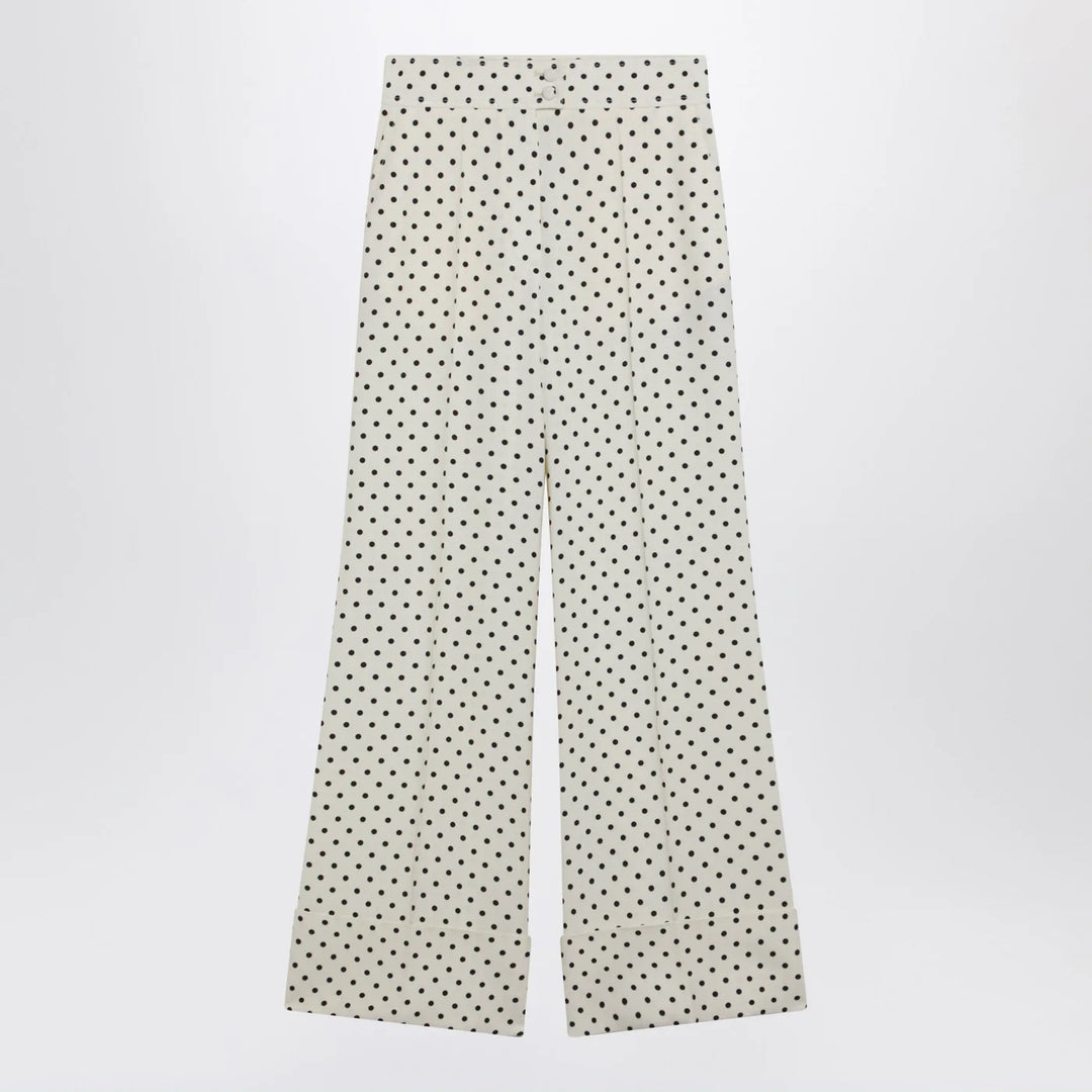 Valentino - Ivory supergran trousers with Plusdepois print