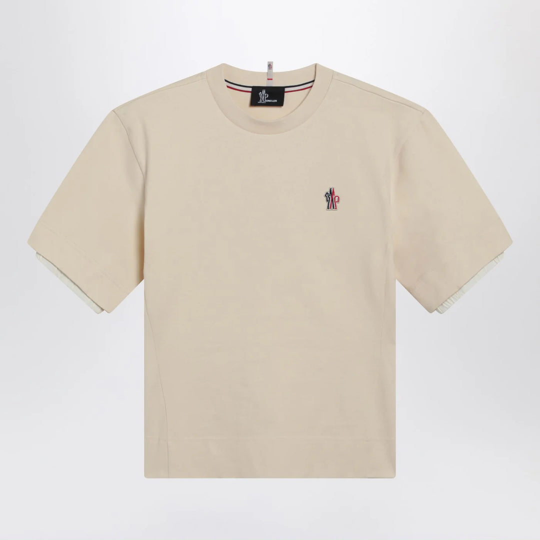 Moncler Grenoble - White cotton-blend T-shirt with logo patch