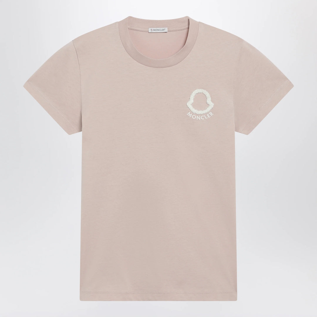 Moncler - Pink T-shirt with logo embroidery