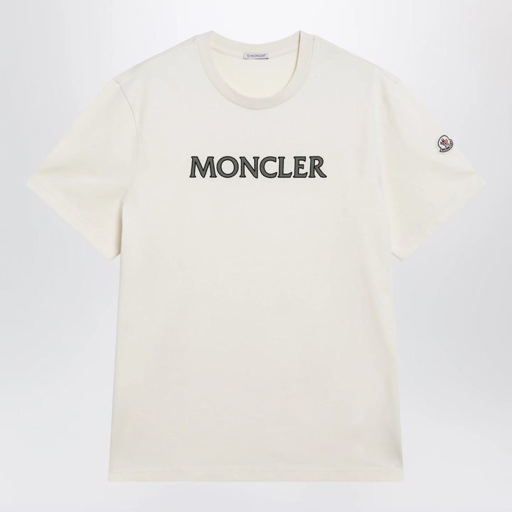 Moncler - Ivory T-shirt with logo print