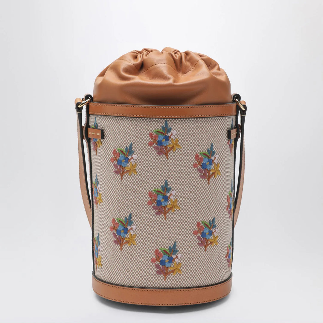Valentino Garavani - Canvas bucket bag with floral embroidery