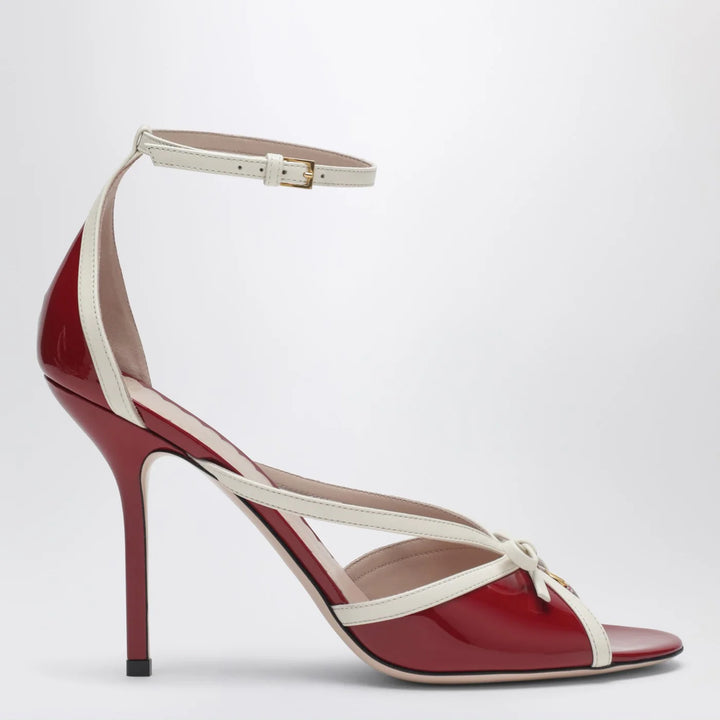 Valentino Garavani - Bepointy sandal red/ivory in patent leather and kidskin