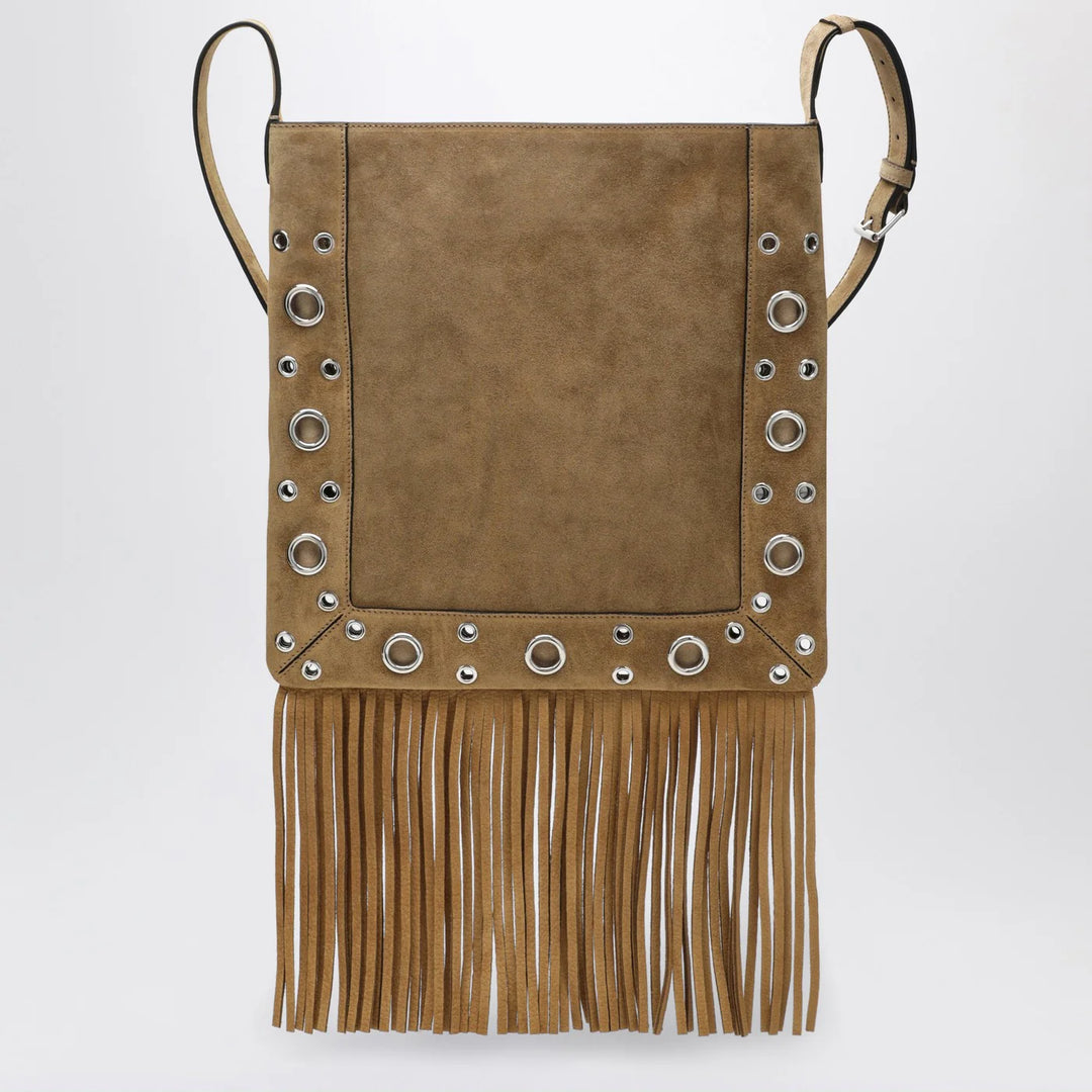 Valentino Garavani - Beige Nellcôte bag in suede with fringes