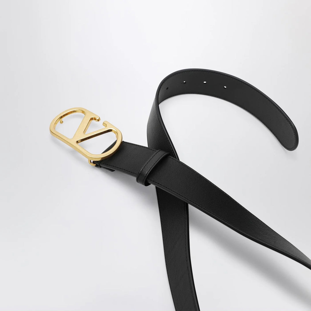 Valentino Garavani - VLogo black/gold leather belt