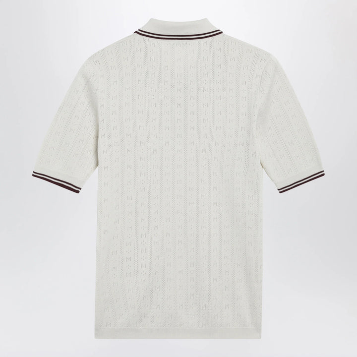 Moncler - White cotton polo with diamond pattern