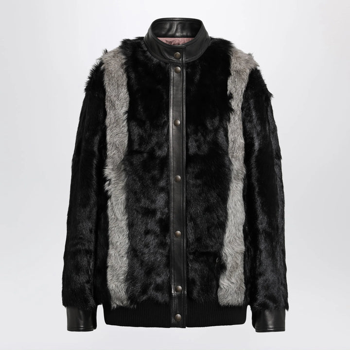 Valentino - Black/Grey shearling and leather jacket