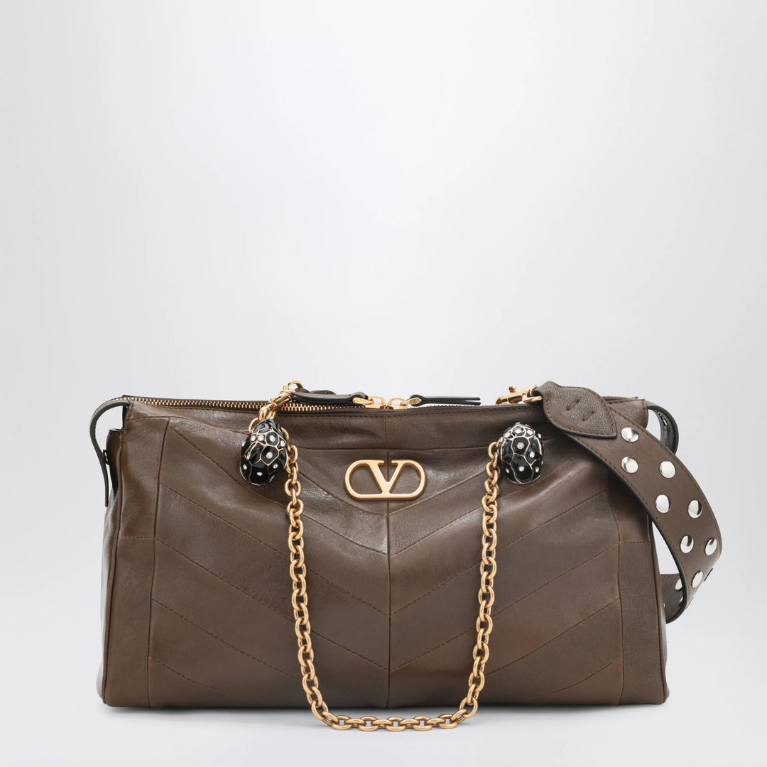 Valentino Garavani - Panthea bag in tundra-colored nappa leather with chevron pattern