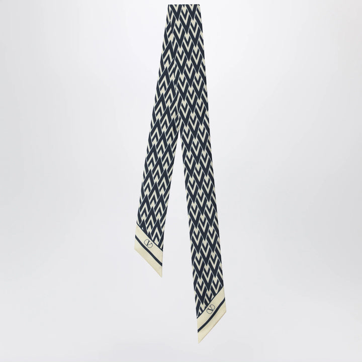 Valentino Garavani - Tout La V Bandeau scarf in ivory / blue silk