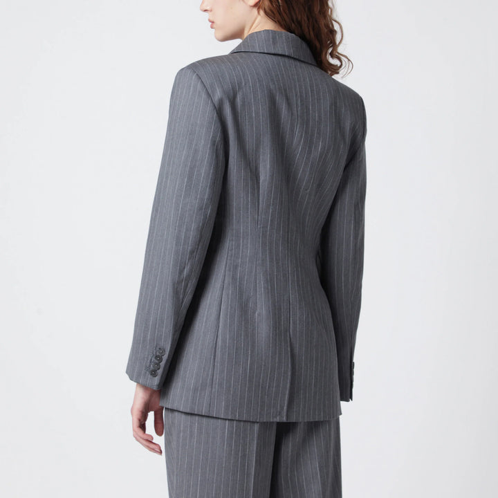 ANINE BING - Tiphaine blazer in light grey pinstripe fabric