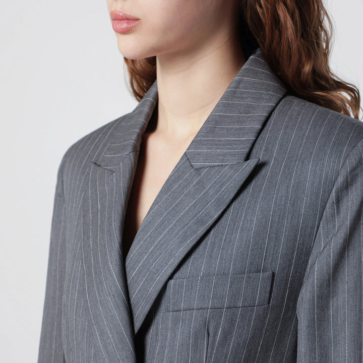 ANINE BING - Tiphaine blazer in light grey pinstripe fabric