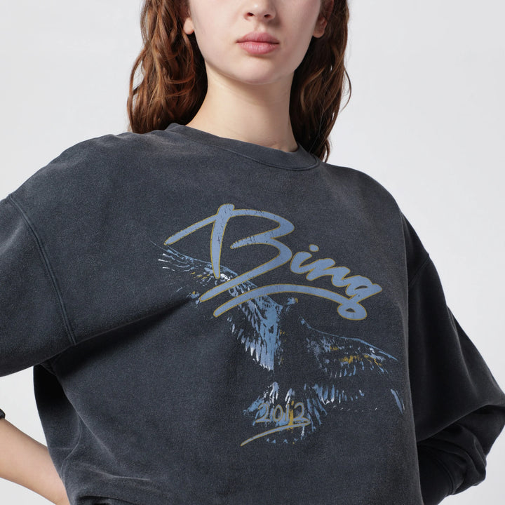 ANINE BING - Spencer Eagle washed black sweatshirt