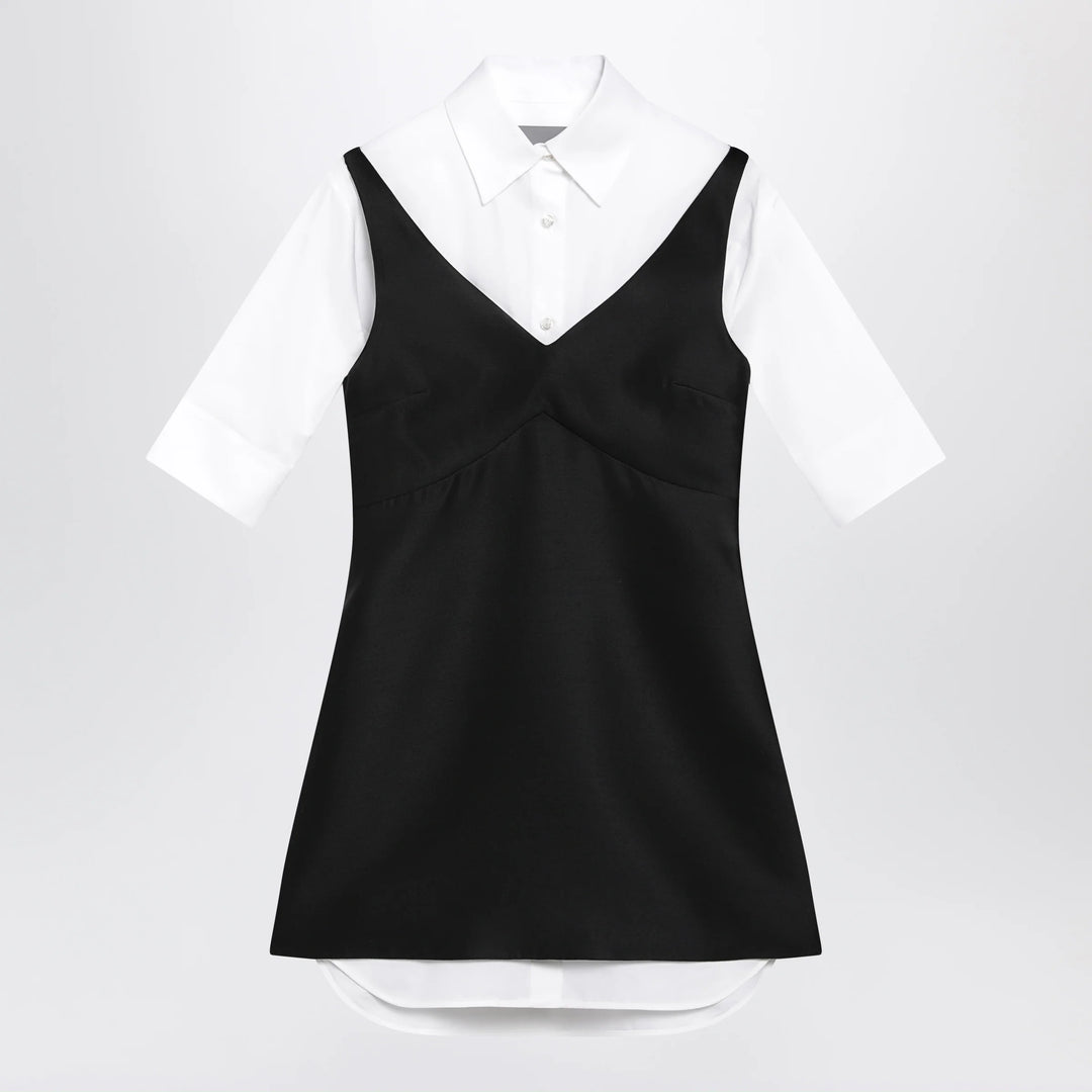 Balenciaga - Hybrid chemisier mini dress in wool and silk black