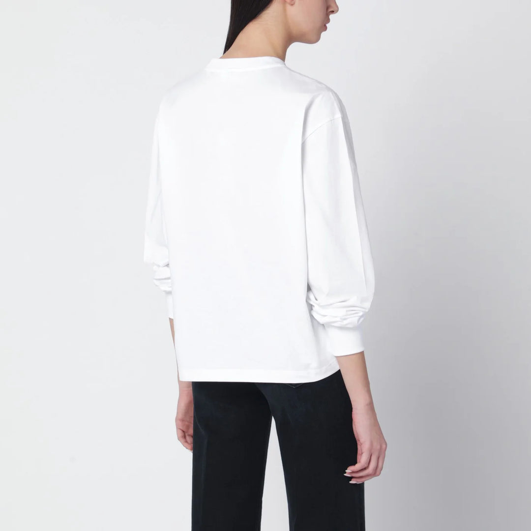 GANNI - White knit top with logo print