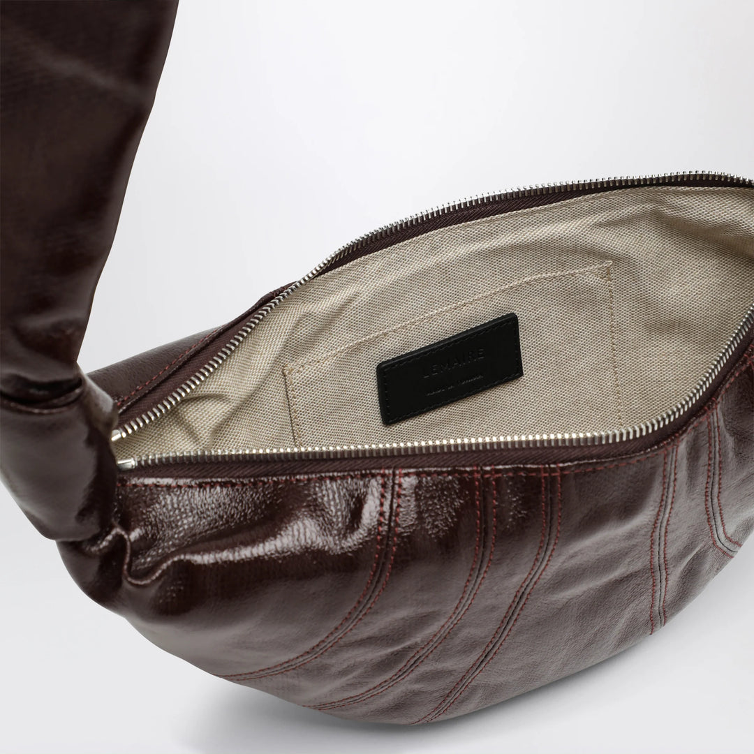 LEMAIRE - Medium Croissant bag in chocolate coated cotton