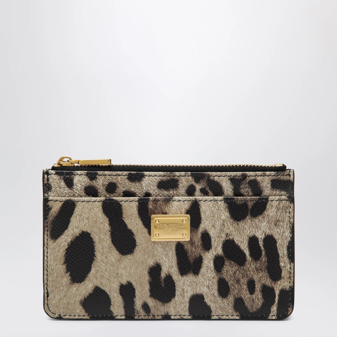 Dolce&amp;Gabbana - Leopard-print Dauphine leather card holder with zip