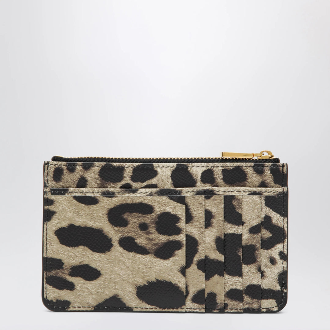 Dolce&amp;Gabbana - Leopard-print Dauphine leather card holder with zip