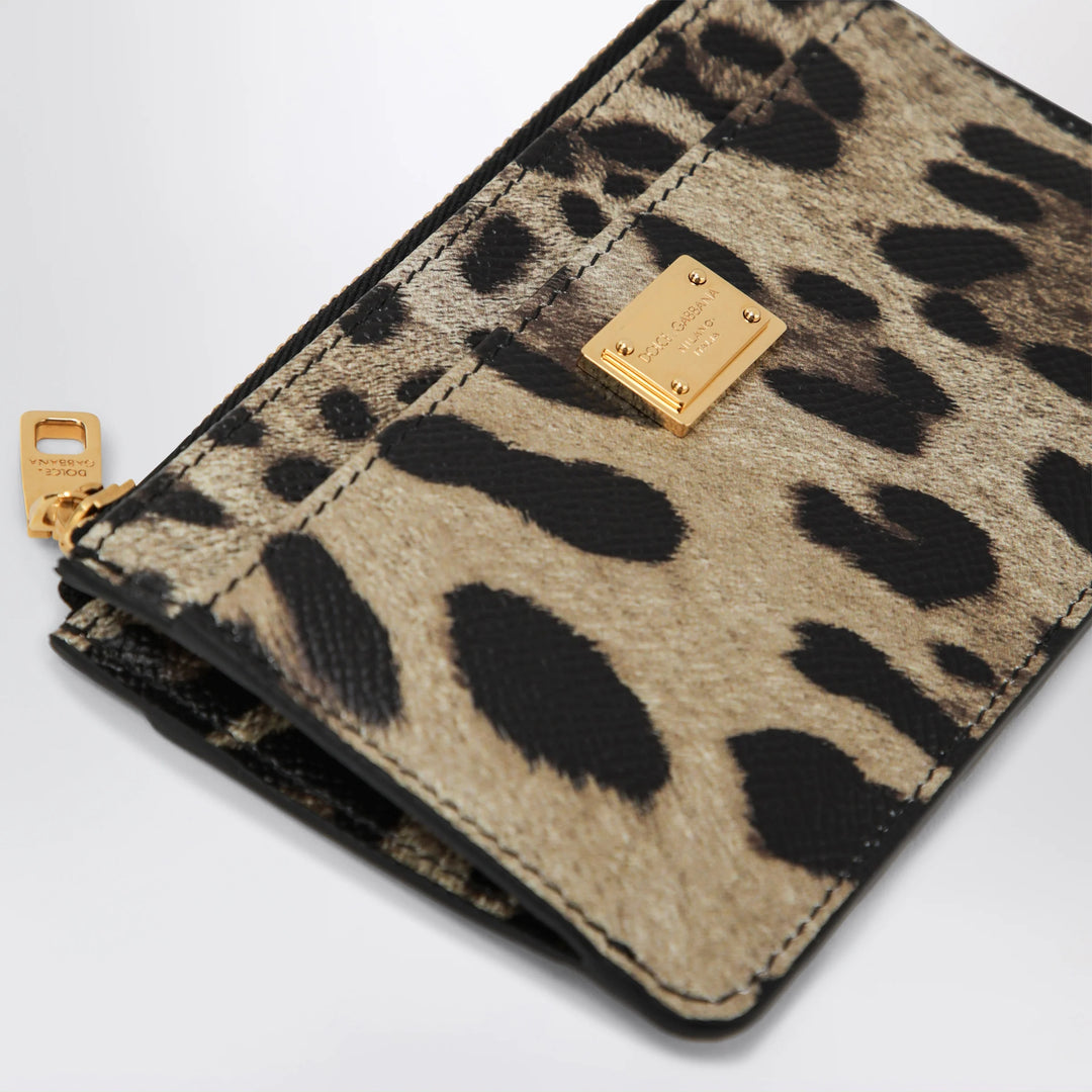 Dolce&amp;Gabbana - Leopard-print Dauphine leather card holder with zip