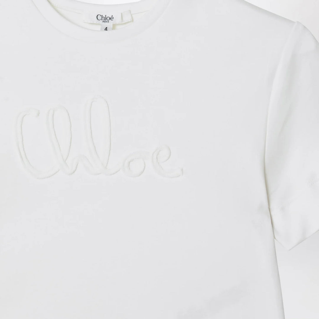 Chloé - White cropped T-shirt with logo embroidery