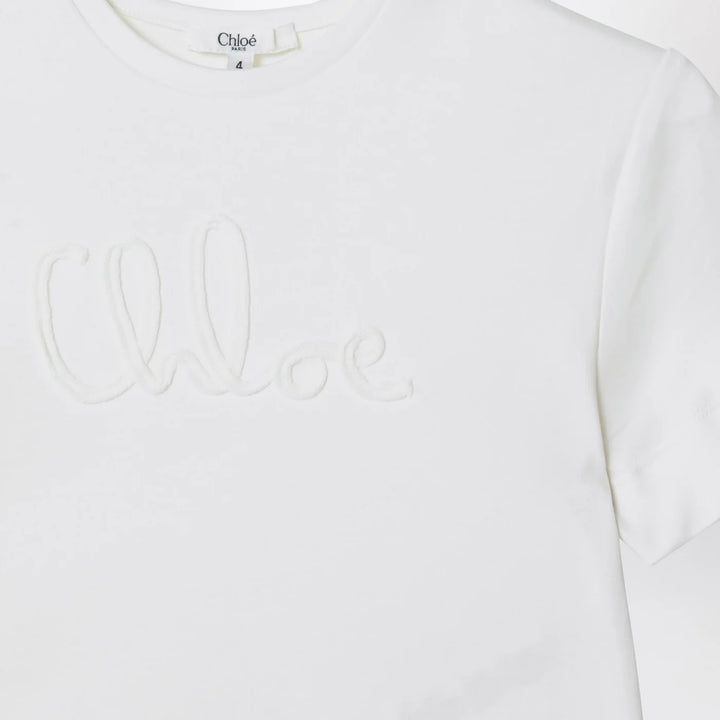 Chloé - White cropped T-shirt with logo embroidery