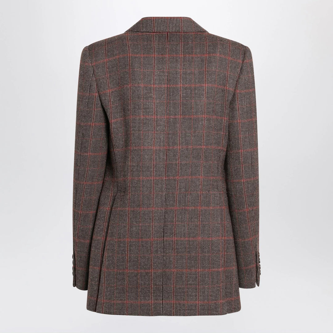 Chloé - Single-breasted checked brown wool jacket