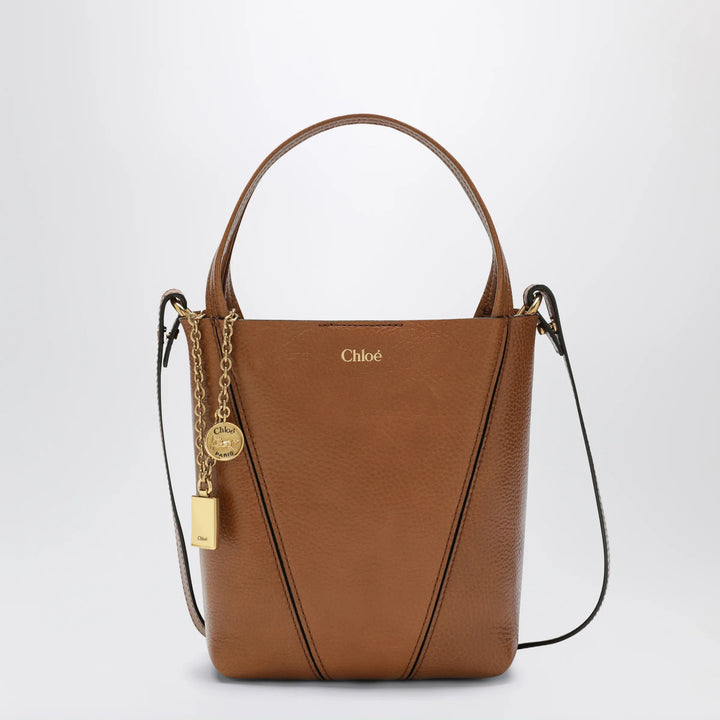 Chloé - Small Spin brown leather tote bag Brand Apparel &amp; Accessories