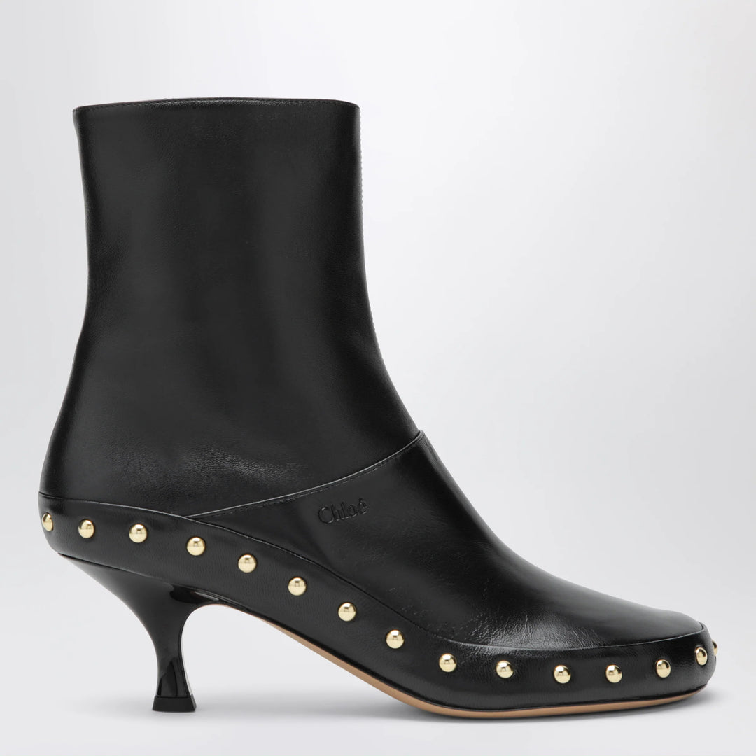 Chloé - Junie hammered leather ankle boots in black